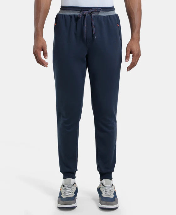 Super Combed Cotton Rich Pique Slim Fit Jogger with Zipper Pockets - Navy