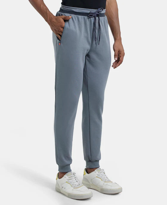 Super Combed Cotton Rich Pique Slim Fit Jogger with Zipper Pockets - Navy