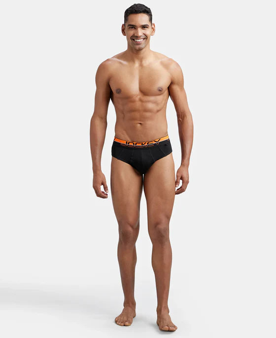 Super Combed Cotton Solid Brief with Ultrasoft Waistband - Black