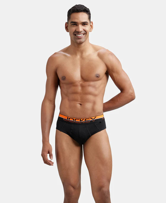 Super Combed Cotton Solid Brief with Ultrasoft Waistband - Black