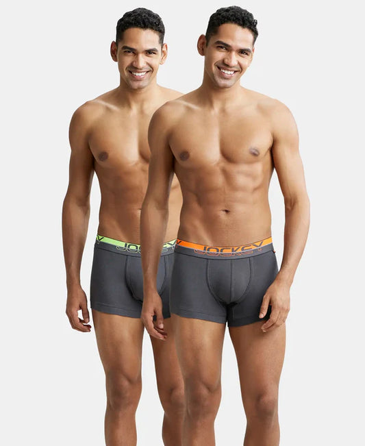 Super Combed Cotton Rib Solid Trunk with Ultrasoft  Waistband - Asphalt (Pack of 2)