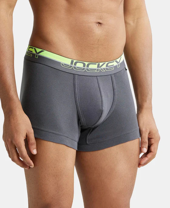 Super Combed Cotton Rib Solid Trunk with Ultrasoft  Waistband - Asphalt (Pack of 2)