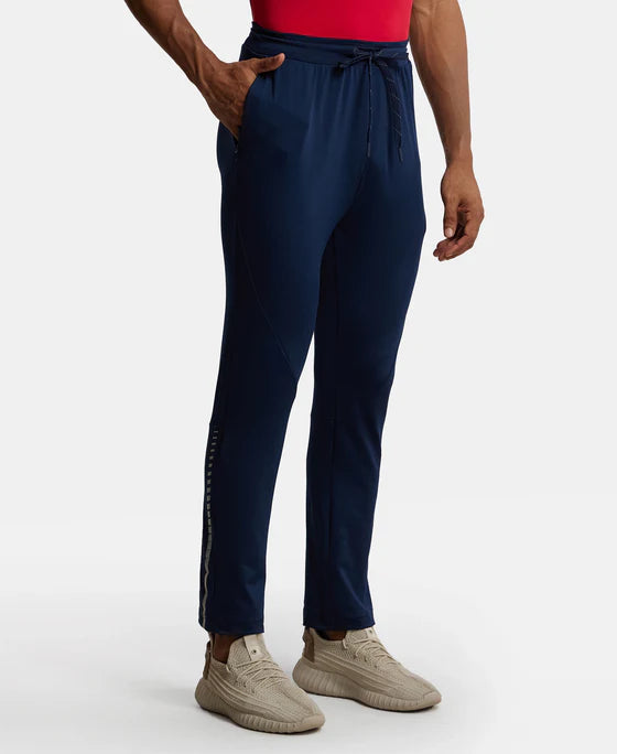 Microfiber Elastane Stretch Trackpant with Zipper Pockets and StayFresh Treatment - Navy