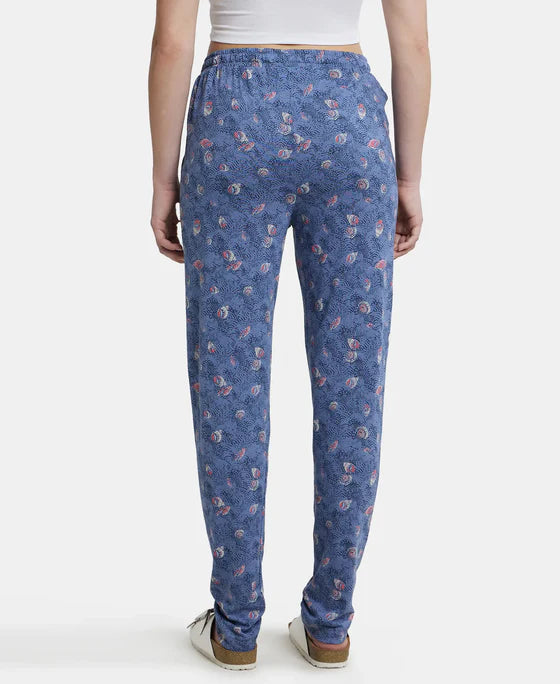 Micro Modal Cotton Relaxed Fit Printed Pyjama with Side Pockets - Peach Blossom Assorted Prints