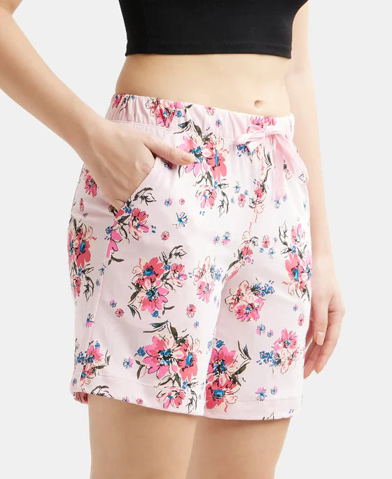 Super Combed Cotton Relaxed Fit Printed Shorts with Convenient Side Pockets - Classic Navy