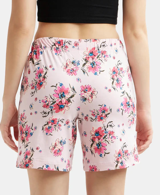 Super Combed Cotton Relaxed Fit Printed Shorts with Convenient Side Pockets - Classic Navy