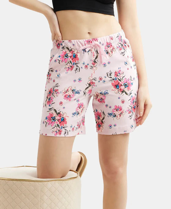 Super Combed Cotton Relaxed Fit Printed Shorts with Convenient Side Pockets - Classic Navy