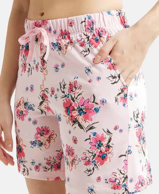 Super Combed Cotton Relaxed Fit Printed Shorts with Convenient Side Pockets - Classic Navy