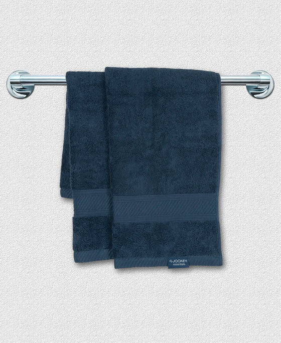 Cotton Terry Ultrasoft and Durable Solid Hand Towel - Navy (Pack of 2)