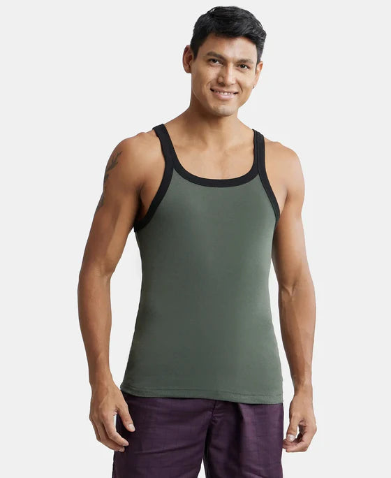 Super Combed Cotton Rib Square Neck Gym Vest - Assorted (Pack of 2)