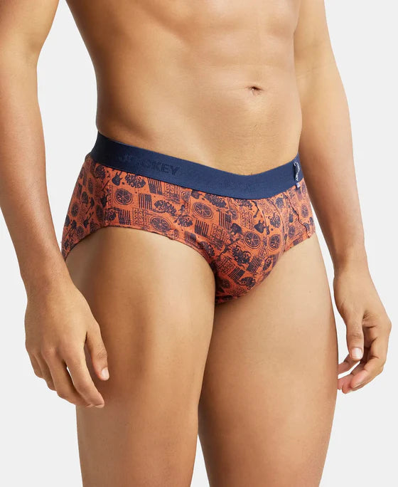 Super Combed Cotton Printed Brief with Ultrasoft Waistband - Seaport Teal